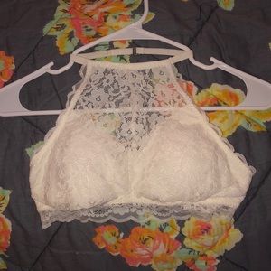 White high neck padded bralette